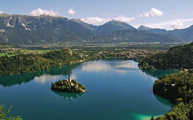 lake with an island